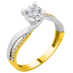 Χρυσό μονόπετρο δαχτυλίδι Κ14 με ζιργκόν