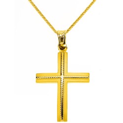Χρυσός βαπτιστικός σταυρός Κ14 με αλυσίδα