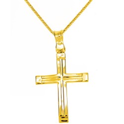 Χρυσός βαπτιστικός σταυρός Κ14 με αλυσίδα