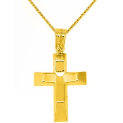 Χρυσός βαπτιστικός σταυρός Κ14 με αλυσίδα