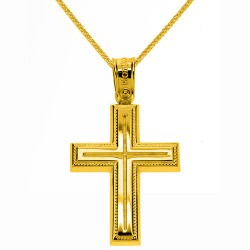 Χρυσός βαπτιστικός σταυρός Κ14 με αλυσίδα