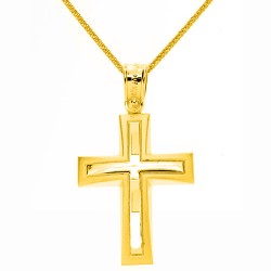 Χρυσός βαπτιστικός σταυρός Κ14 με αλυσίδα
