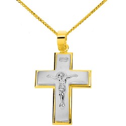 Χρυσός βαπτιστικός σταυρός Κ14 με αλυσίδα