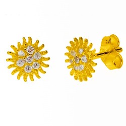 Χρυσά σκουλαρίκια Κ14 με ζιργκόν