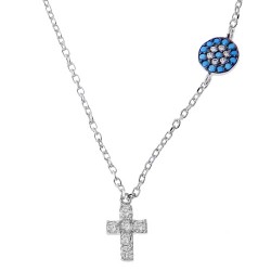 Ασημένιο κολιέ 925 με ζιργκόν και τυρκουάζ