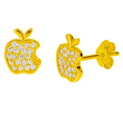 Χρυσά σκουλαρίκια Κ14 με ζιργκόν