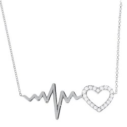 Λευκόχρυσο κολιέ καρδιά Κ14 με ζιργκόν