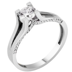 Λευκόχρυσο μονόπετρο δαχτυλίδι Κ9 με ζιργκόν