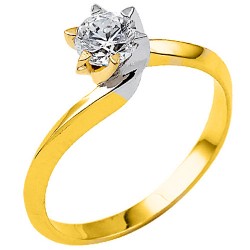 Χρυσό δαχτυλίδι μονόπετρο Κ9 με ζιργκόν