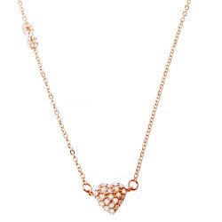 Ασημένιο κολιέ 925 σε ροζ χρώμα με ζιργκόν