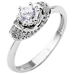 Λευκόχρυσο μονόπετρο δαχτυλίδι Κ14 με ζιργκόν