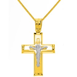 Χρυσός βαπτιστικός σταυρός Κ14 με αλυσίδα
