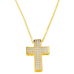 Χρυσός σταυρός Κ14 με αλυσίδα
