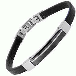 Ατσάλινο ανδρικό βραχιόλι με δέρμα