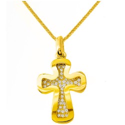 Χρυσός βαπτιστικός σταυρός Κ14 με αλυσίδα