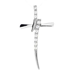 Λευκόχρυσος σταυρός fashion Κ9 με ζιργκόν