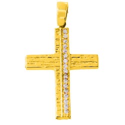 Χρυσός βαπτιστικός σταυρός Κ14 με ζιργκόν