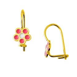 Παιδικά χρυσά σκουλαρίκια Κ9 με σμάλτο