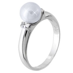Λευκόχρυσο δαχτυλίδι Κ14 με μαργαριτάρι και ζιργκόν