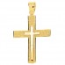 Χρυσός βαπτιστικός σταυρός Κ14 διπλής όψης με αλυσίδα