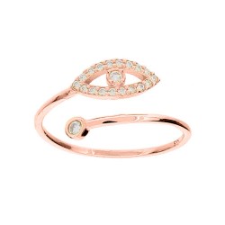 Δαχτυλίδι ανοικτό ροζ χρυσό Κ14 με μάτι