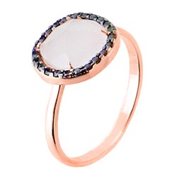 Δαχτυλίδι από ροζ χρυσό Κ14 με ζιργκόν και ορυκτό χαλαζία