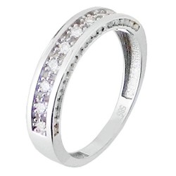 Λευκόχρυσο σειρέ δαχτυλίδι Κ14 με ζιργκόν