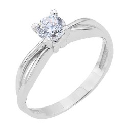 Λευκόχρυσο μονόπετρο δαχτυλίδι Κ14 με ζιργκόν
